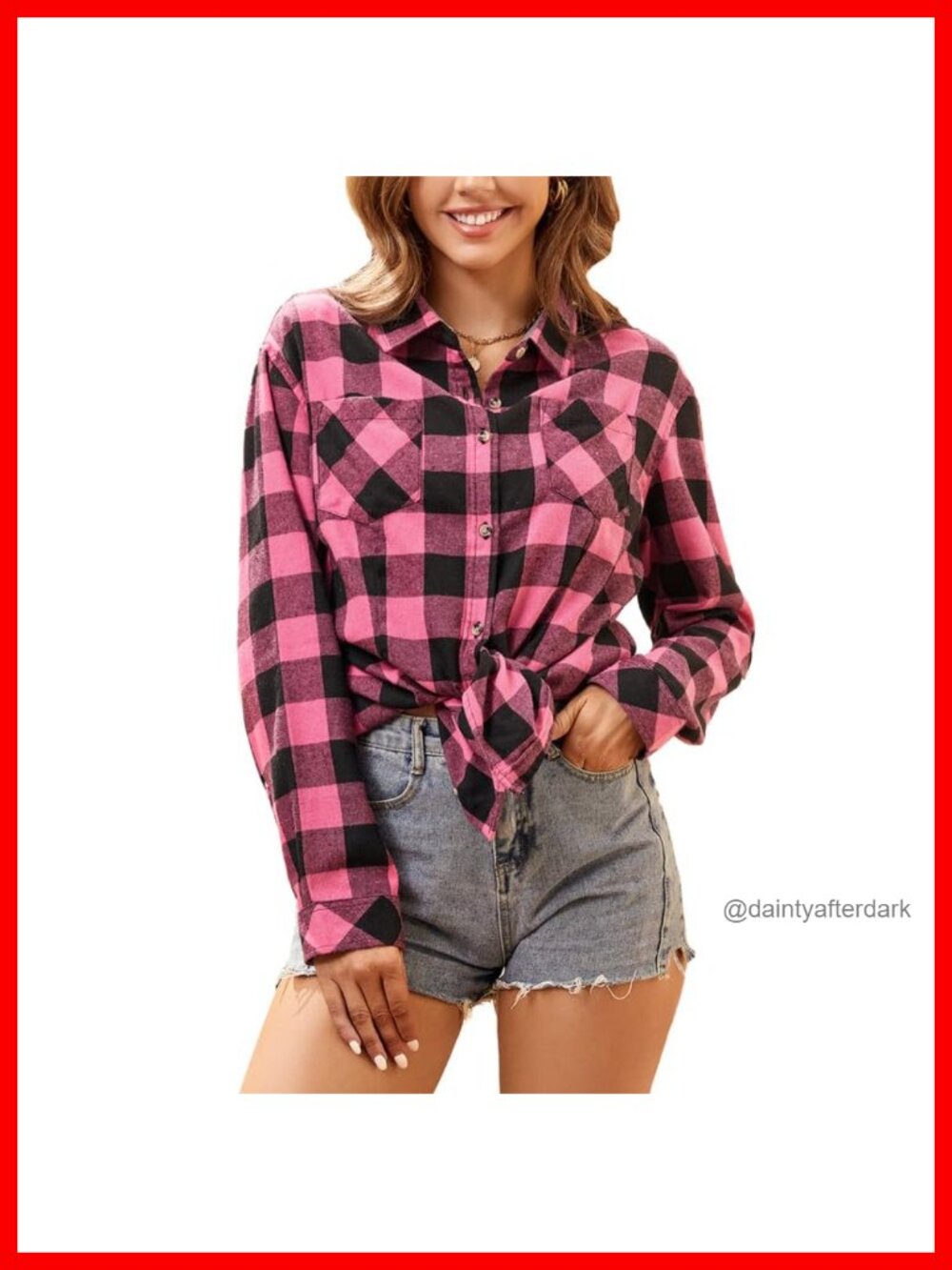 Plaid Flannel Shirt Button Down Long Sleeve Casual Top